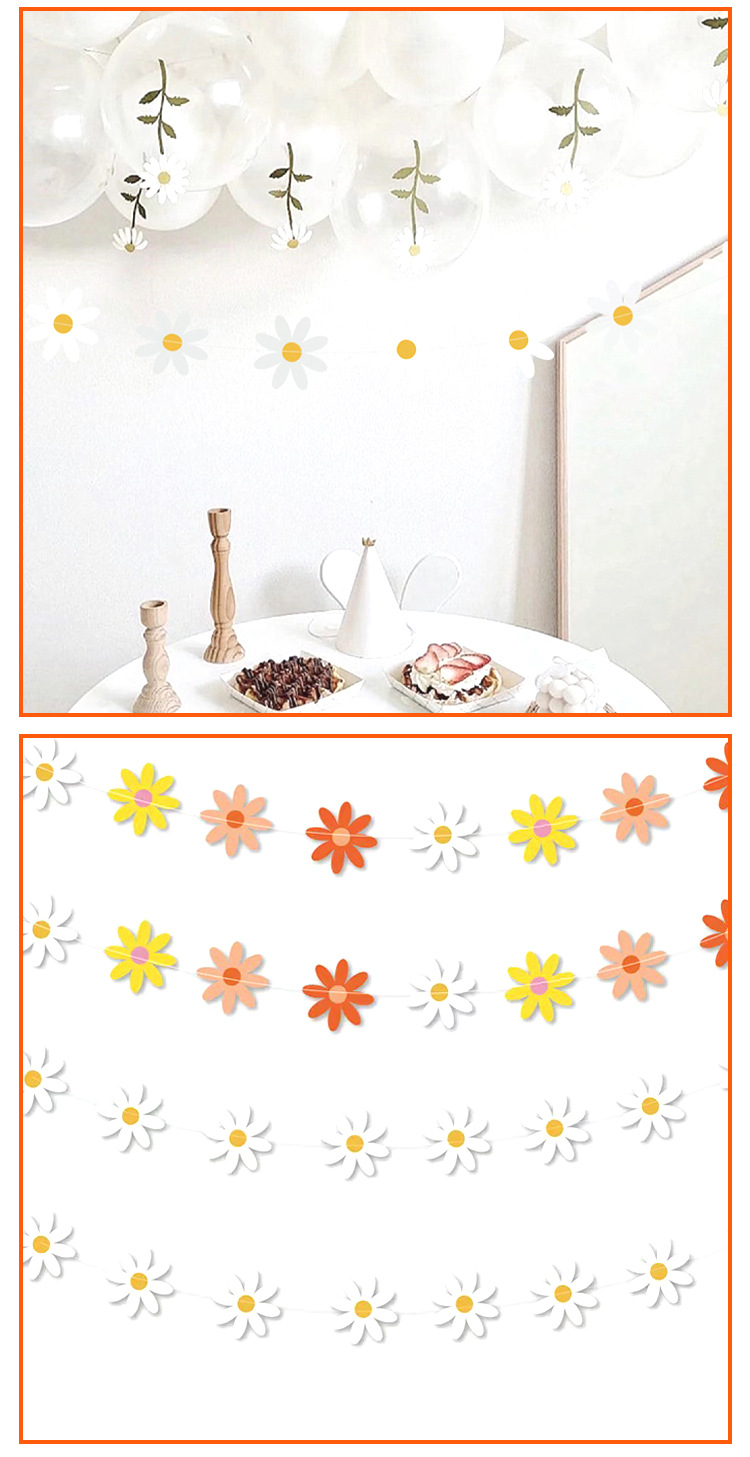 亚马逊车缝小雏菊拉花生日装饰横幅花朵挂饰派对氛围布置菊花拉旗详情5