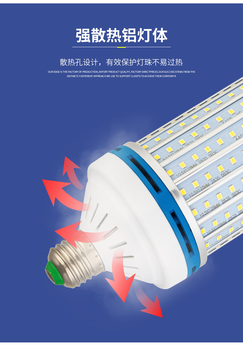 High-brightness aluminum profile LED corn bulbs, aluminum alloy garden street lamps, Chinese lighting project, household and factory lighting pic 9