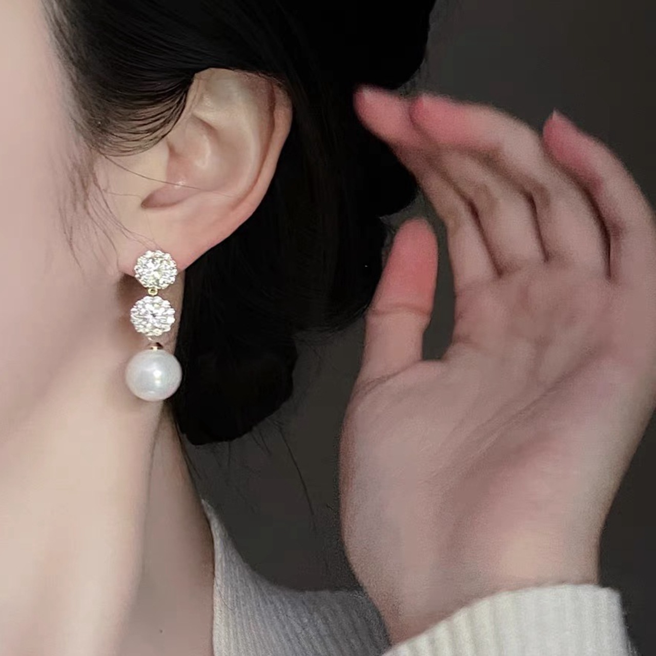 轻奢珍珠耳环女高级感耳坠2024年新款小众设计耳饰洋气纯银针耳钉详情9