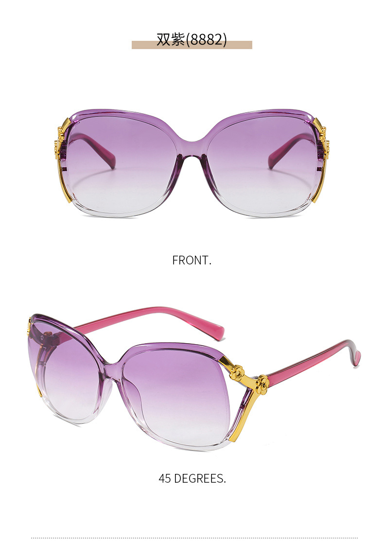 Wholesale of classic large-frame sunglasses for women with fox heads, fashionable camellia sunglasses for middle-aged and elderly people pic 11