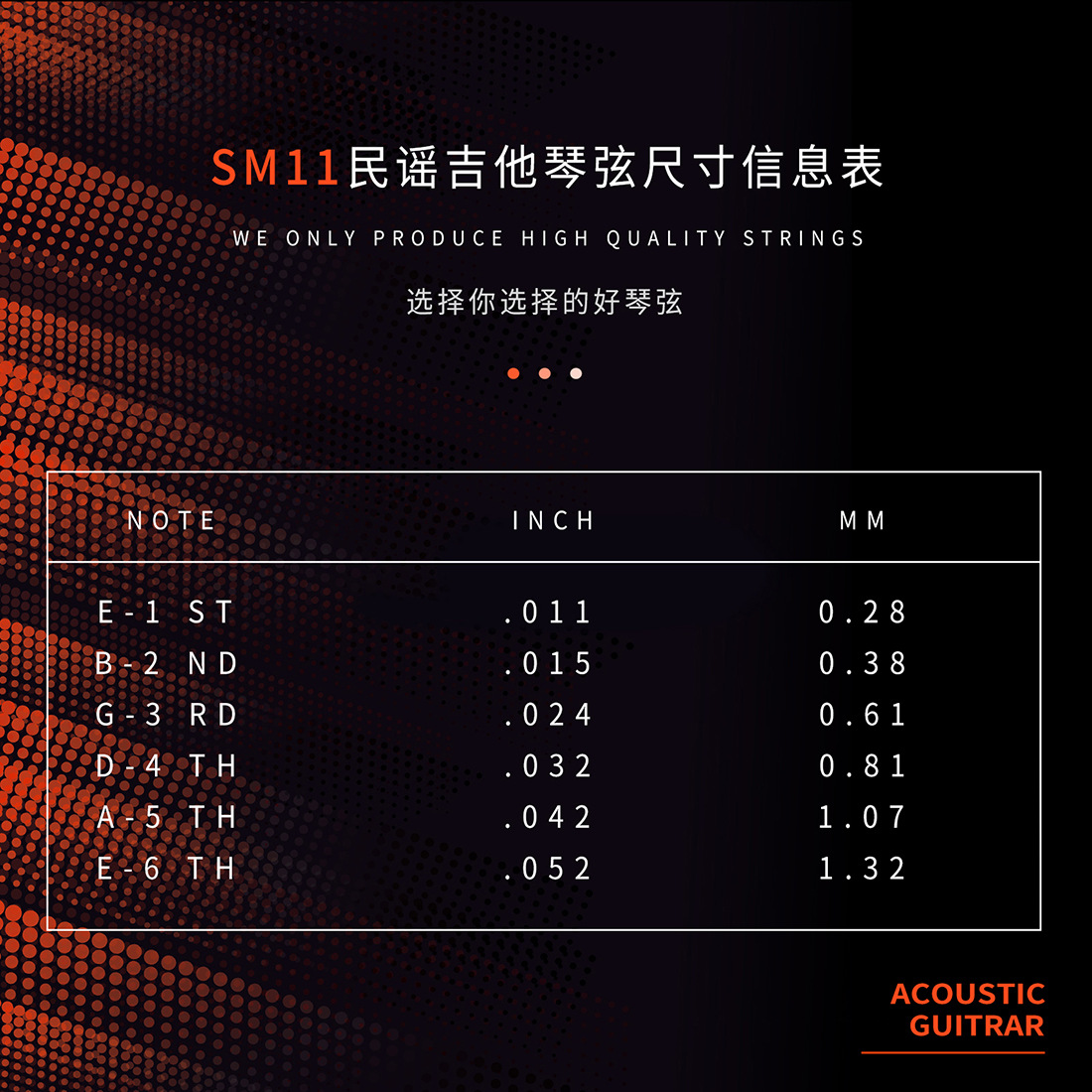 Shuffle民谣吉他弦SM11磷铜色红铜琴弦一套6根弦木吉他套弦批发详情5