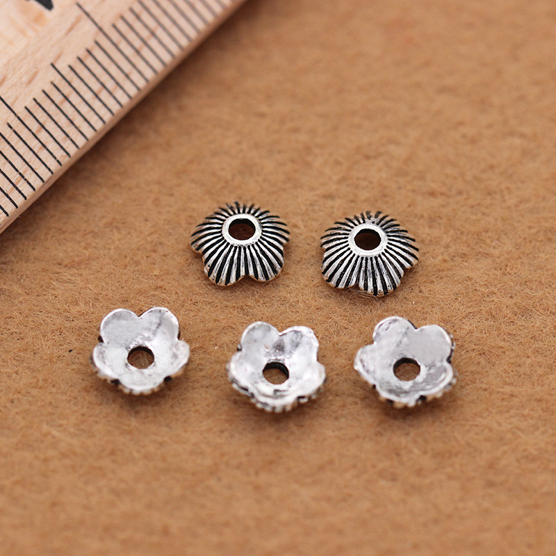 2021S925泰银条纹花托diy隔片饰品配件银泰银配件批发详情13