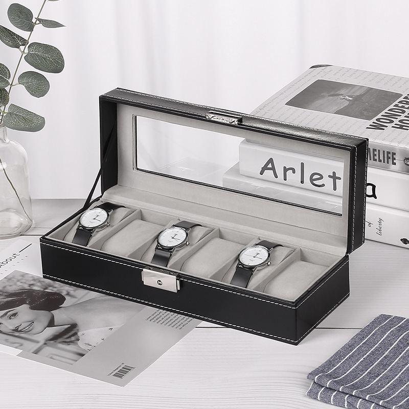 PU皮革碳纤维制作 高档6位手表收纳盒 大容量手表收纳箱 现货直销 工厂出品 同时可作化妆箱使用详情14