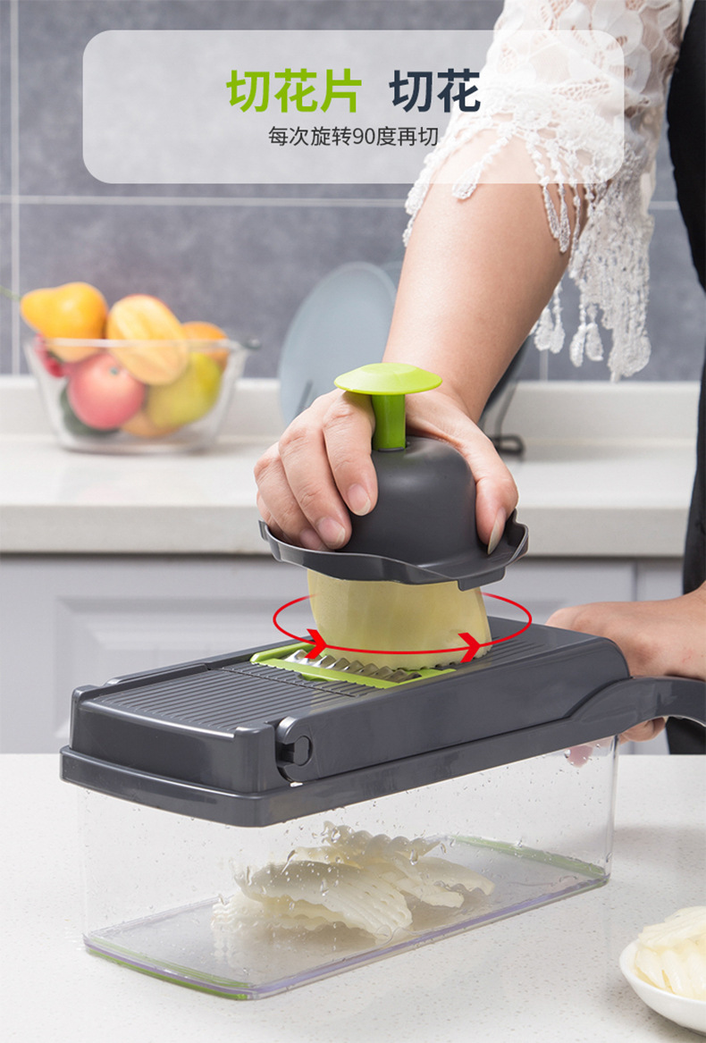 Vegetable cutter, multi-functional vegetable cutter, jelly dice cutter, shredded cutter, grater, vegetable slicer, cucumber slicer pic 15
