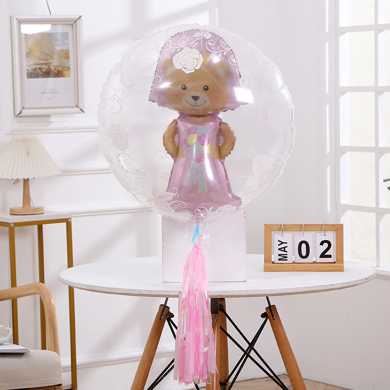 Cross-border bear, bride and groom, aluminum film balloon, ball within ball, wedding, proposal, declaration of love, flower boy ball, bouquet, party decoration pic 5