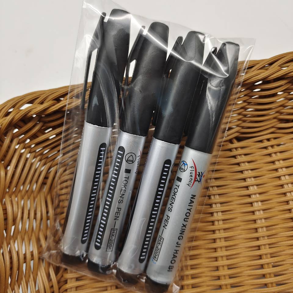 4 marker pens in a bag: large large-headed pen, black ink-filled large-headed pen, blue and red oil-based express logistics pen pic 22