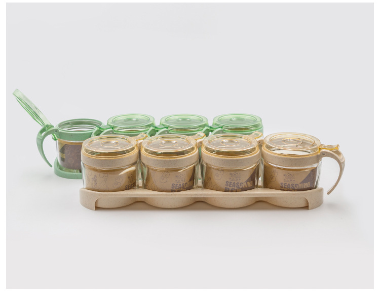 Wholesale glass round four-color glass bottles, daily necessities, kitchen sorting, seasoning boxes, seasoning bottles, self-sold by the manufacturer pic 14