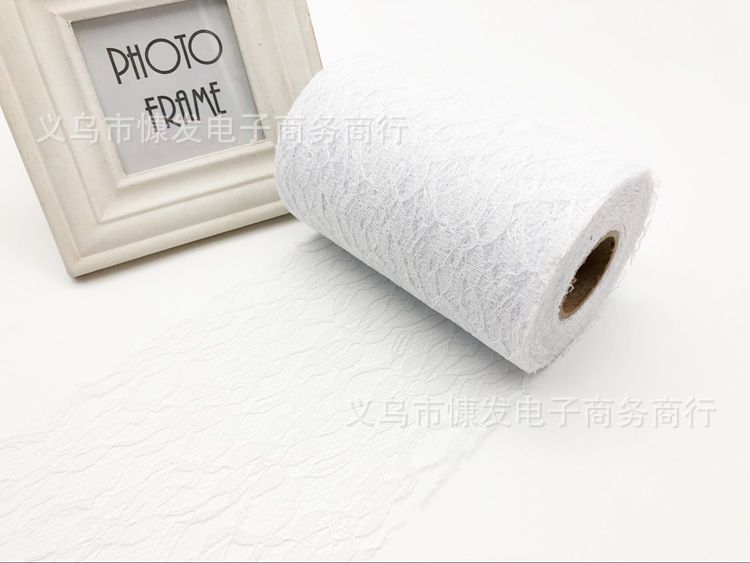 6-inch 25-yard orchid lace roll decoration material, diy fabric, wedding decoration supplies, American mesh roll pic 2