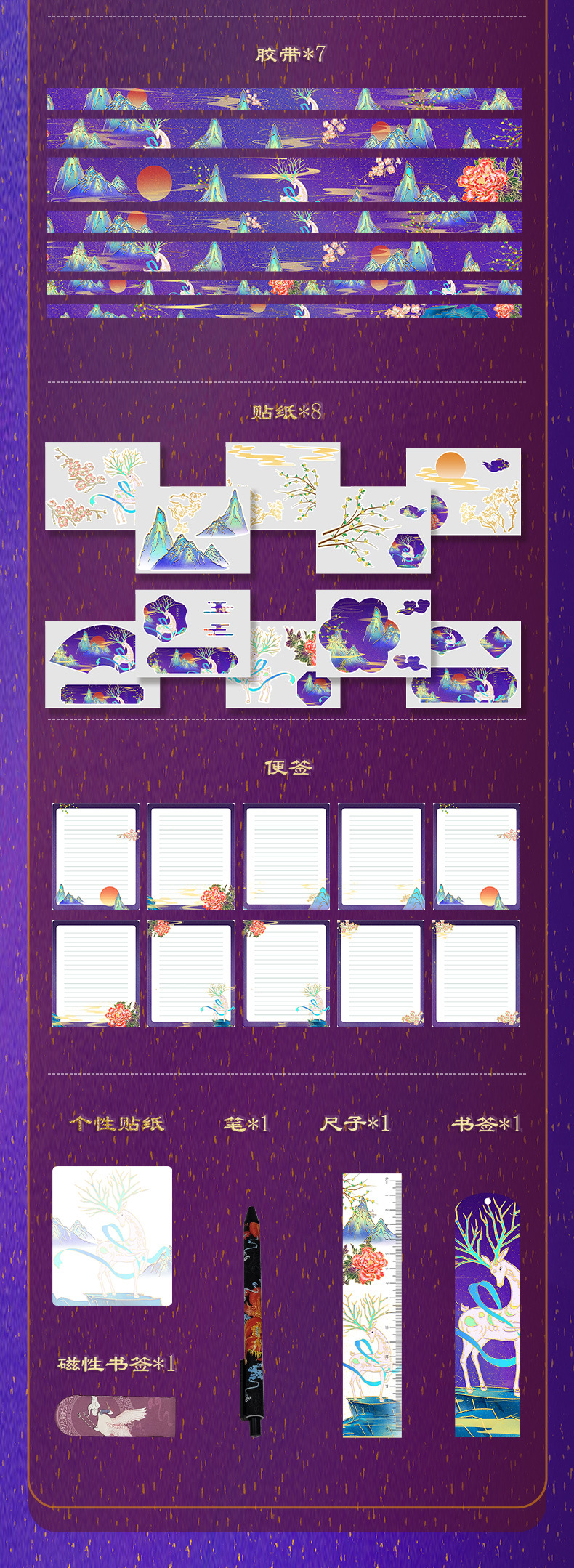 Hand-held journal Chinese-style gift box stationery set, primary school hand-held journal large and small gift packs, birthday gifts, exquisite notebooks pic 18