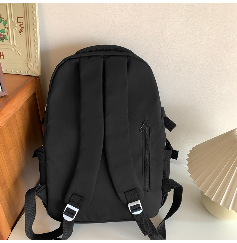 纯色休闲双肩包小学生女初高中书包简约时尚百搭大容量大学生背包详情33