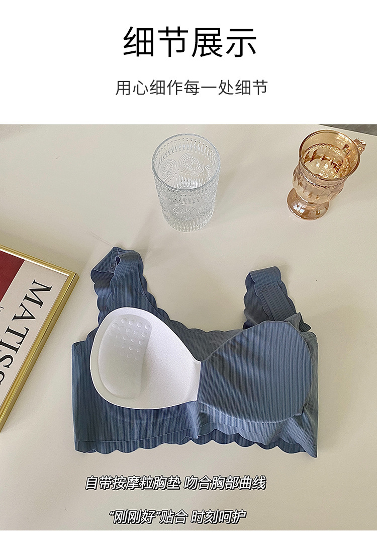 新款无痕冰丝美背打底无钢圈舒适性感花边抹胸运动防走光女士内衣详情20