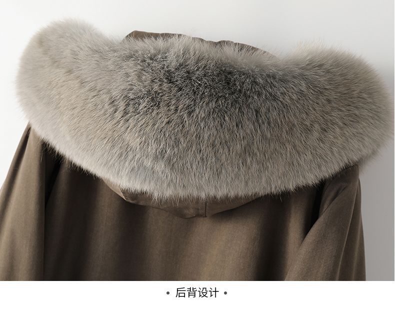 狐狸毛领派克服2022冬季新款海宁中长款兔毛内胆皮草外套女可拆卸详情11
