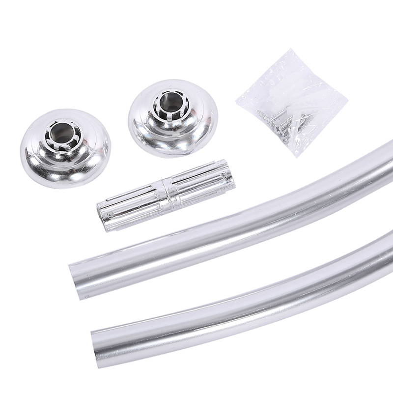 Wholesale of stainless steel bath curtain rods, round head arc-shaped bath curtain telescopic rods without drilling, bathroom curtain load-bearing support rods pic 5