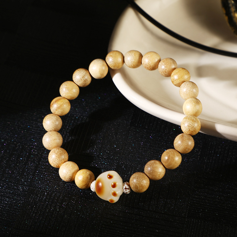 National trend milk-scented wood Buddhist prayer beads bead bead bracelet, artistic and retro burnt cat paw bracelet, prayer beads, cultural play round beads single and double circle jewelry pic 7