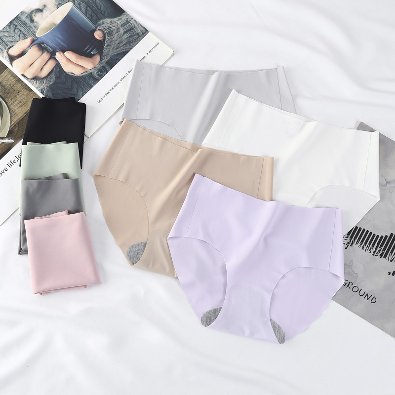 无痕冰丝一片式中腰纯色棉裆透气大码女士平角内裤女平角安全裤详情4