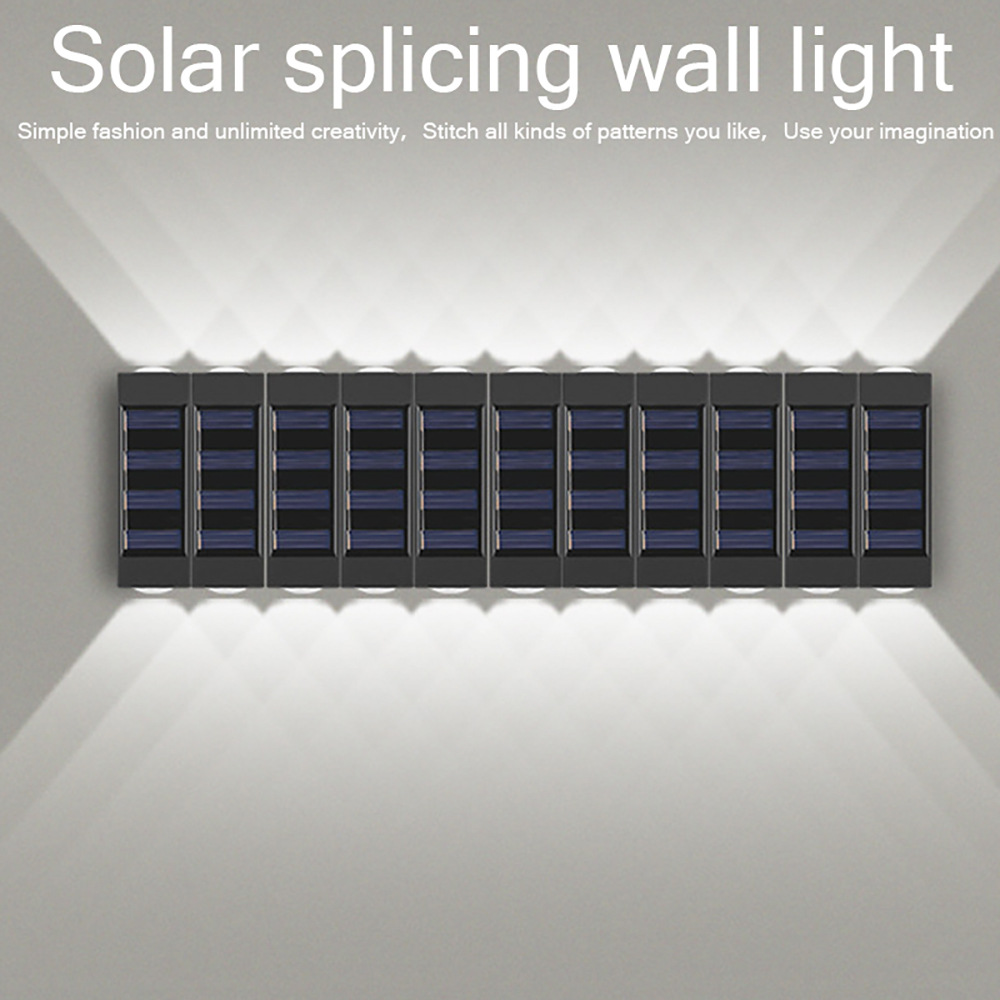 New type of top and bottom light-emitting, spliced solar wall lamp, outdoor courtyard, outdoor waterproof wall-washing lamp factory direct sales pic 7