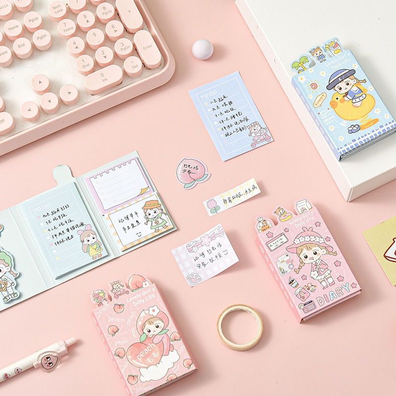 ins韩版可爱少女心便利贴套装网红学生有粘性创意卡通便条纸本子详情3