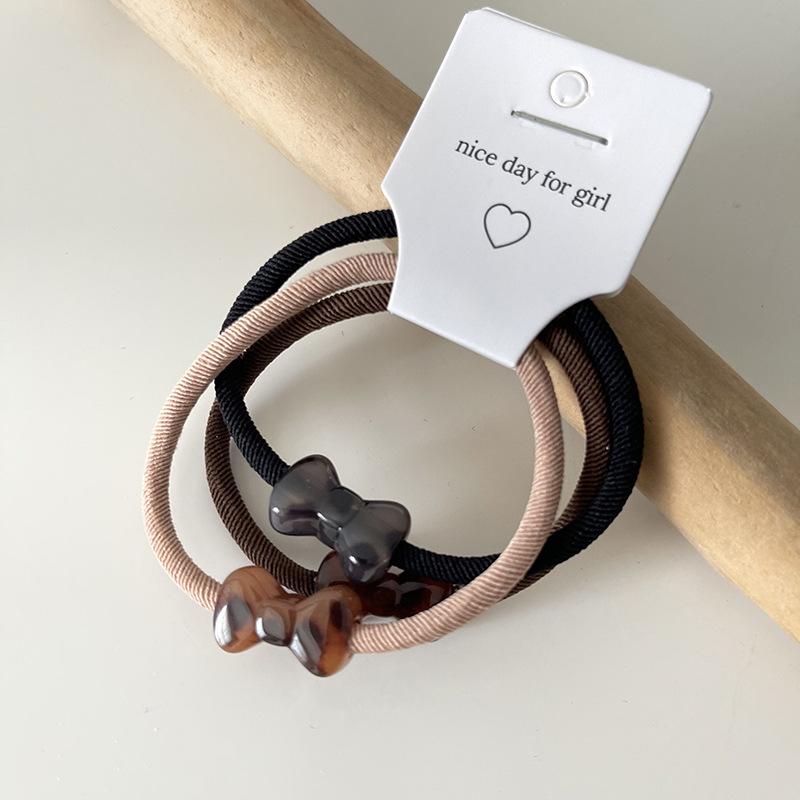 Korean-style retro leopard print hair tie and hair band, a high-end feminine touch, heart-shaped acrylic ponytail tie, leather band hair tie and hair accessory pic 18