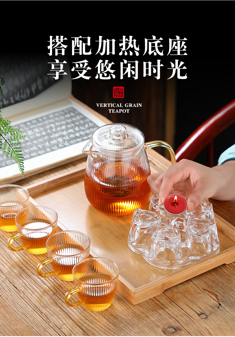 Glass teapot, heat-resistant brewing teapot, filter, high-temperature resistant boiling teapot, water bottle set, tea brewing utensils, flower tea boiling and health preservation teapot pic 8