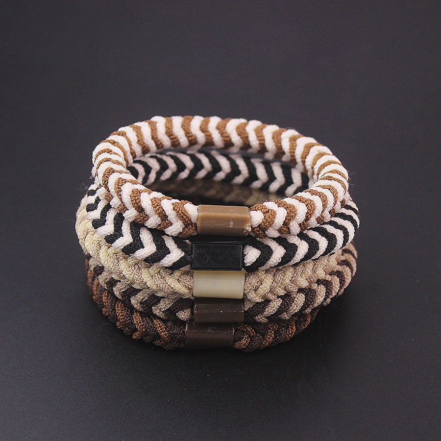 diy sticky accessories, hair bands in milk coffee color, two-color braided hair ties, sweet and simple style, wholesale ponytail hair accessories pic 3