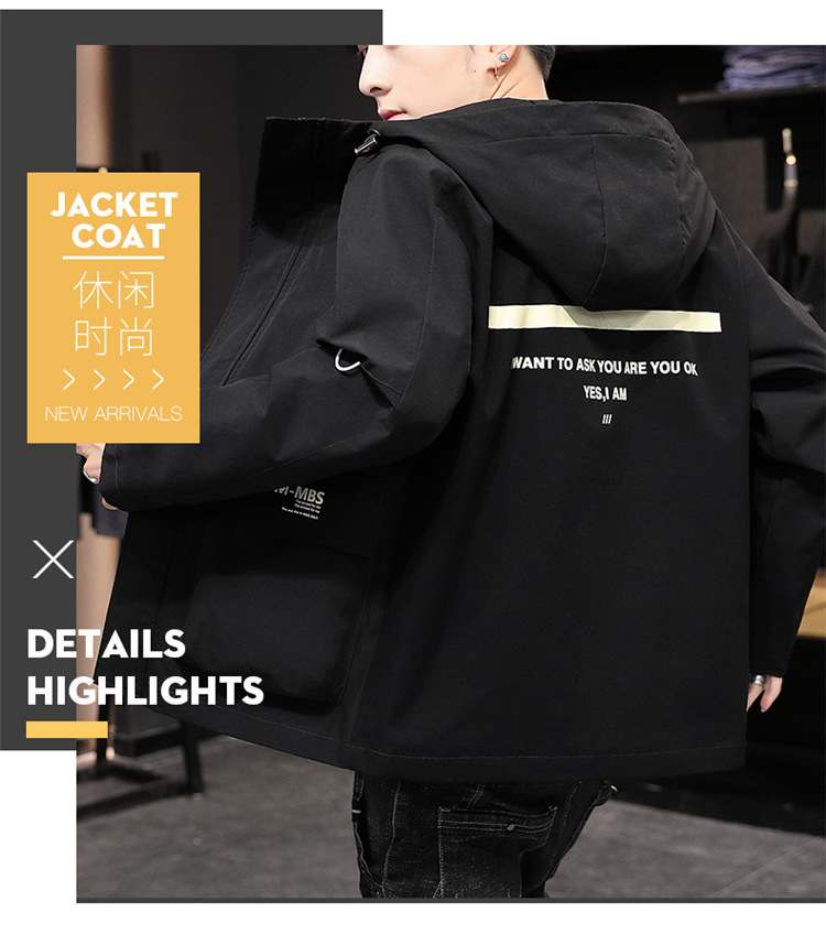 A loose, casual and sporty jacket with a hat for men, versatile for teenagers, the new autumn 2022 workwear jacket for men pic 13