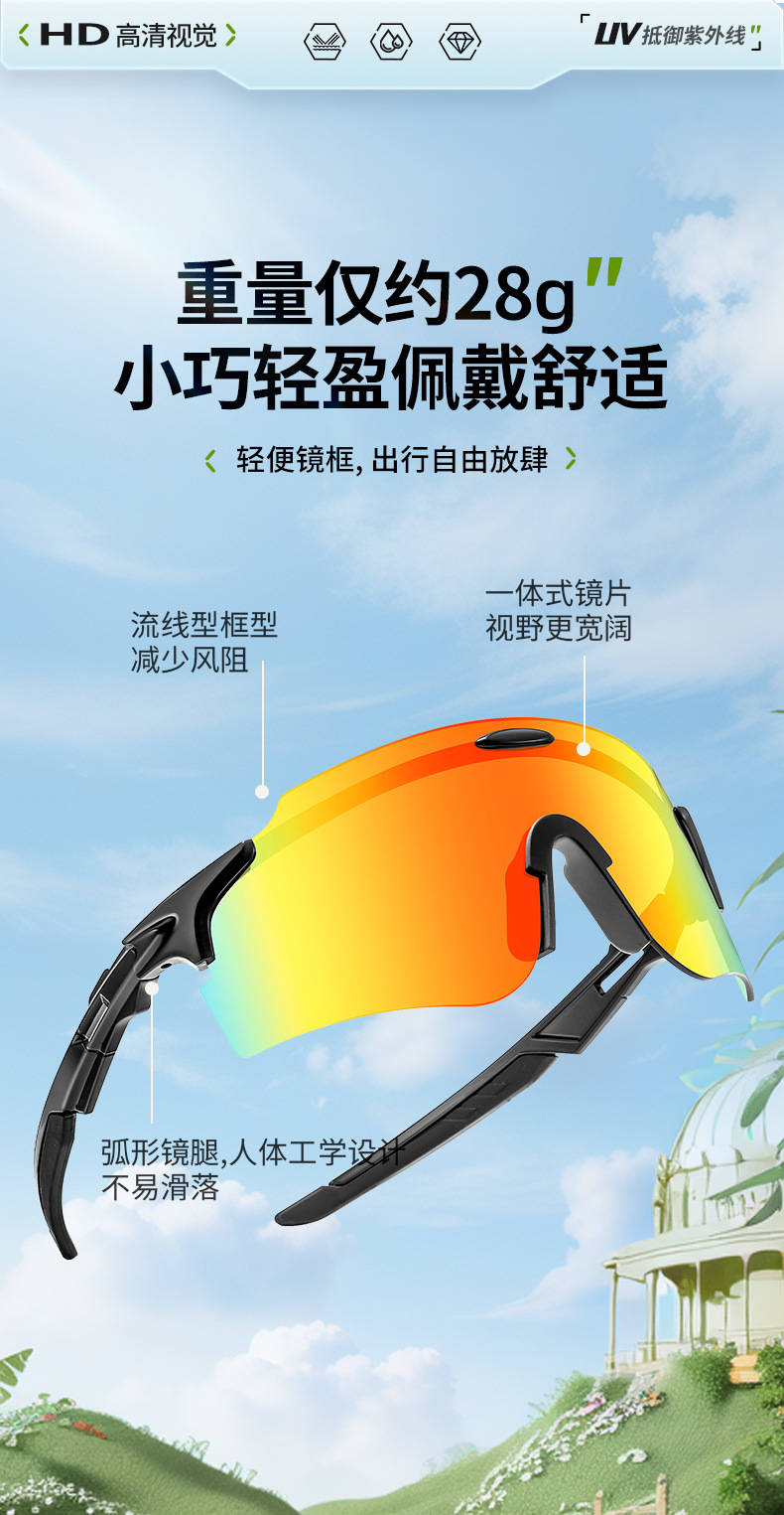 运动骑行眼镜防风偏光变色驾驶日夜两用太阳镜公路自行车太阳镜详情1
