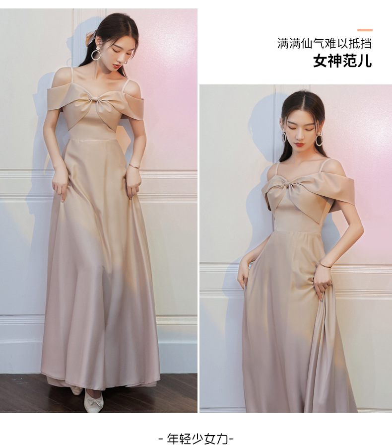 伴娘服2022年新款夏季姐妹团长裙平时可穿小众大码缎面礼服女详情12