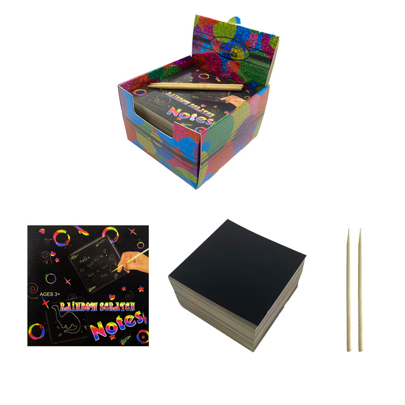 Sample bulk Amazon new scratch paper sticky Note cross-border supply set, colorful laser scratch paper sticky note pic 1