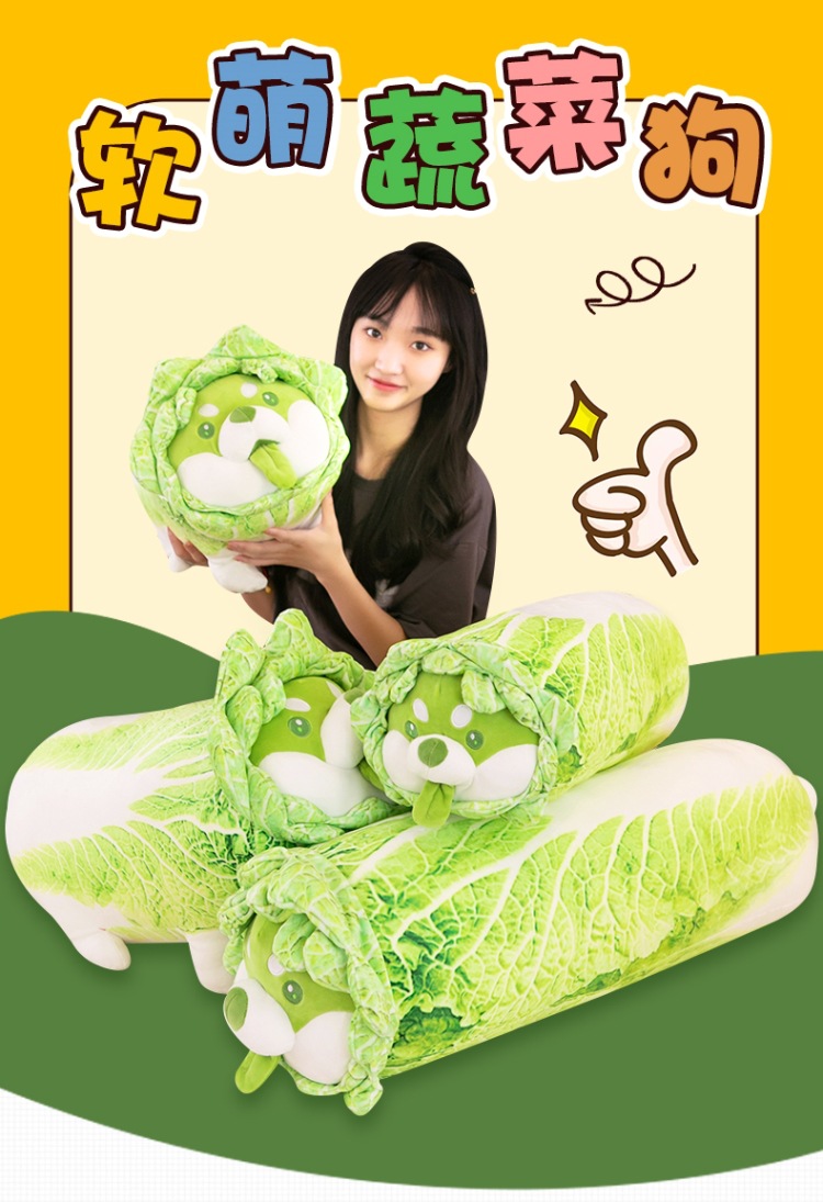 Wholesale of creative cartoon vegetable dog dolls, cabbage dog cushions and plush toys of the same style as those on Xiaohongshu pic 1