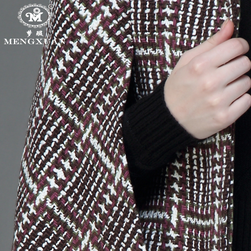 秋冬季羊毛呢子斗篷外套女士短款大衣名媛风衣披肩千鸟格长袖上衣详情13