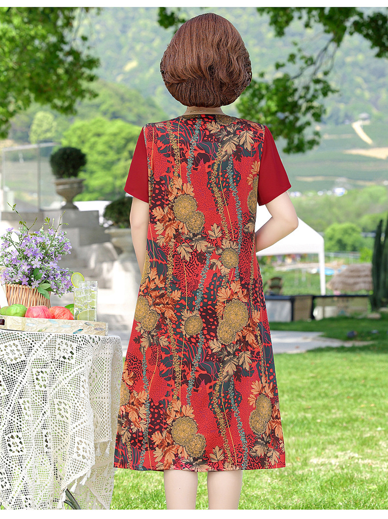 A stylish and elegant spring and autumn dress for middle-aged mothers, a long dress for women aged 40 to 50, a dress for middle-aged and elderly women pic 45
