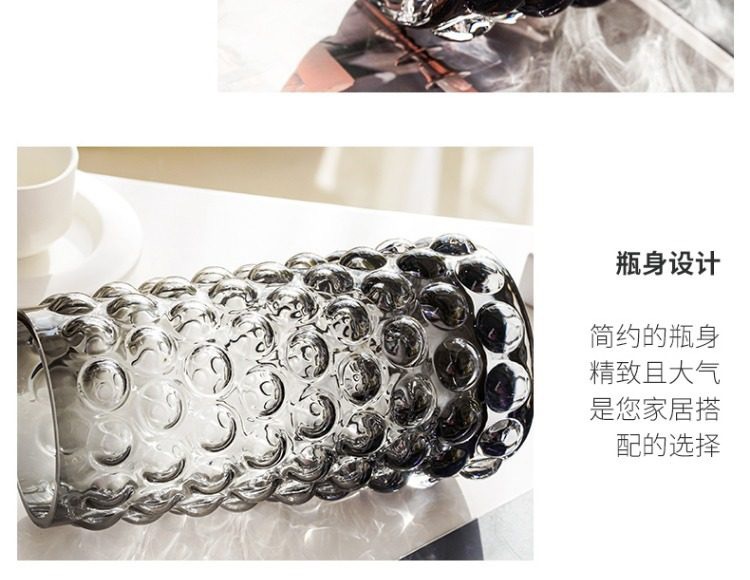 摆件ins风 玻璃花瓶高颜值水滴 玄关客餐厅花瓶插花高级感装饰品详情9