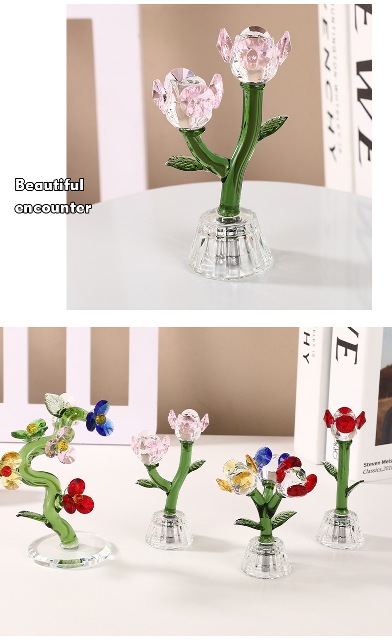 简约创意可爱仿真蝴蝶花朵水晶工艺品家居桌面装饰礼品现货批发详情14