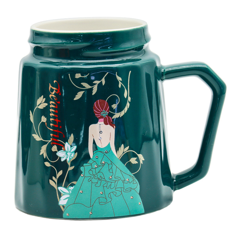 Ceramic insulated cup, 55-degree constant temperature cup, heating coaster, mirror cover, handle spoon set, high-end business gift box pic 2