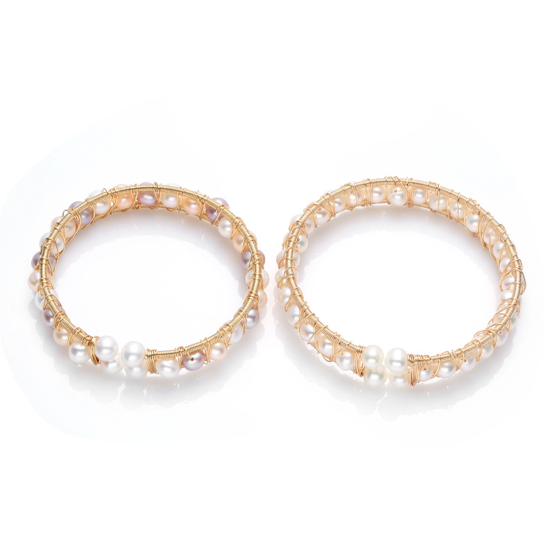 Natural freshwater pearl 14K gold-plated wound bracelet, multi-bead one-arrow heart-piercing double-row bracelet, a grand European and American girl pic 13