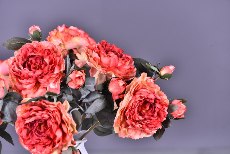 Factory direct sales of faux peonies with charred edges, wholesale of retro faux paeonies, living room and dining table flowers, wedding decoration artificial flowers pic 14
