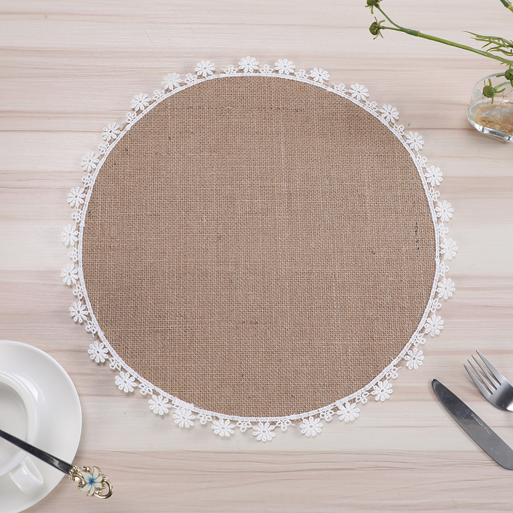 French retro lace placemats, woven with hemp rope, anti-slip, heat-insulating and eco-friendly table MATS, coasters, cutlery MATS, placemats and heat-resistant MATS pic 3