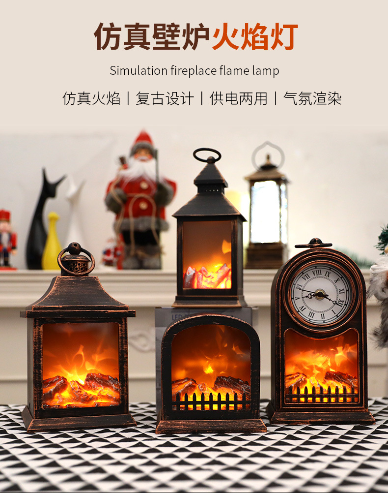 Christmas fireplace lights, firewood, wind lights, bar, home, table, scene arrangement, fireplace lights, window display decoration props pic 1