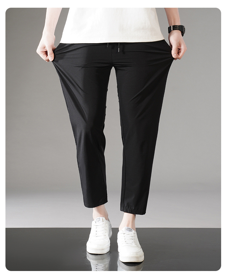 冰丝裤子男夏季新款薄款运动休闲九分裤大码宽松直筒卫裤速干男裤详情10