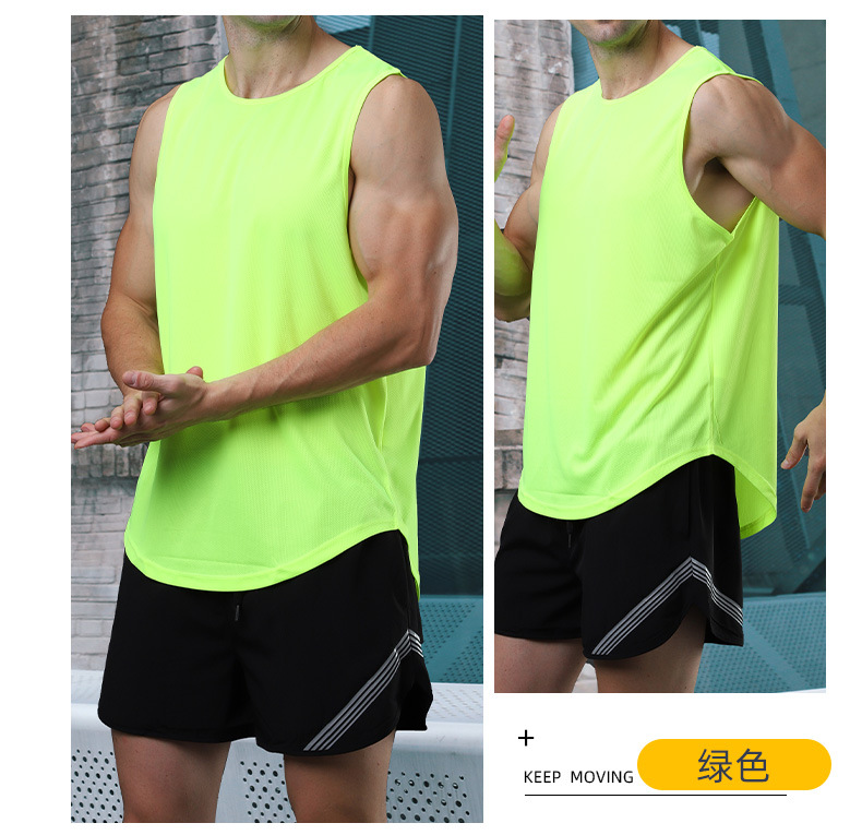 Summer marathon quick-drying sports vest for men, sleeveless shoulder, running training, basketball, loose fitness vest pic 27