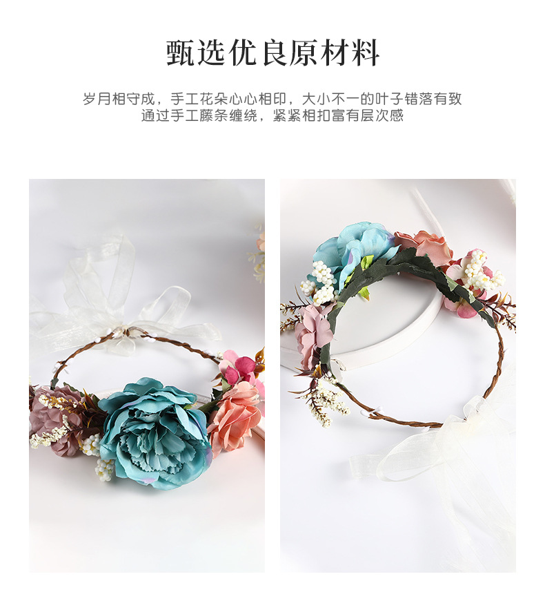 Realistic garlands, European and American exaggerated bride headwear and hair accessories, retro photo accessories, handcrafted silk garlands and headwear wholesale pic 4
