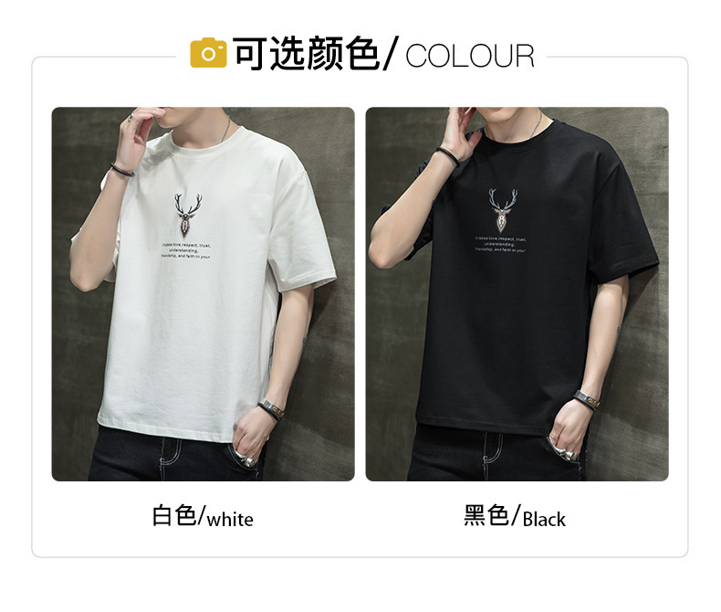 Short-sleeved T-shirt for men, Korean style, summer loose cotton T-shirt, cross-border new style, student bottom layer, half-sleeved shirt pic 113