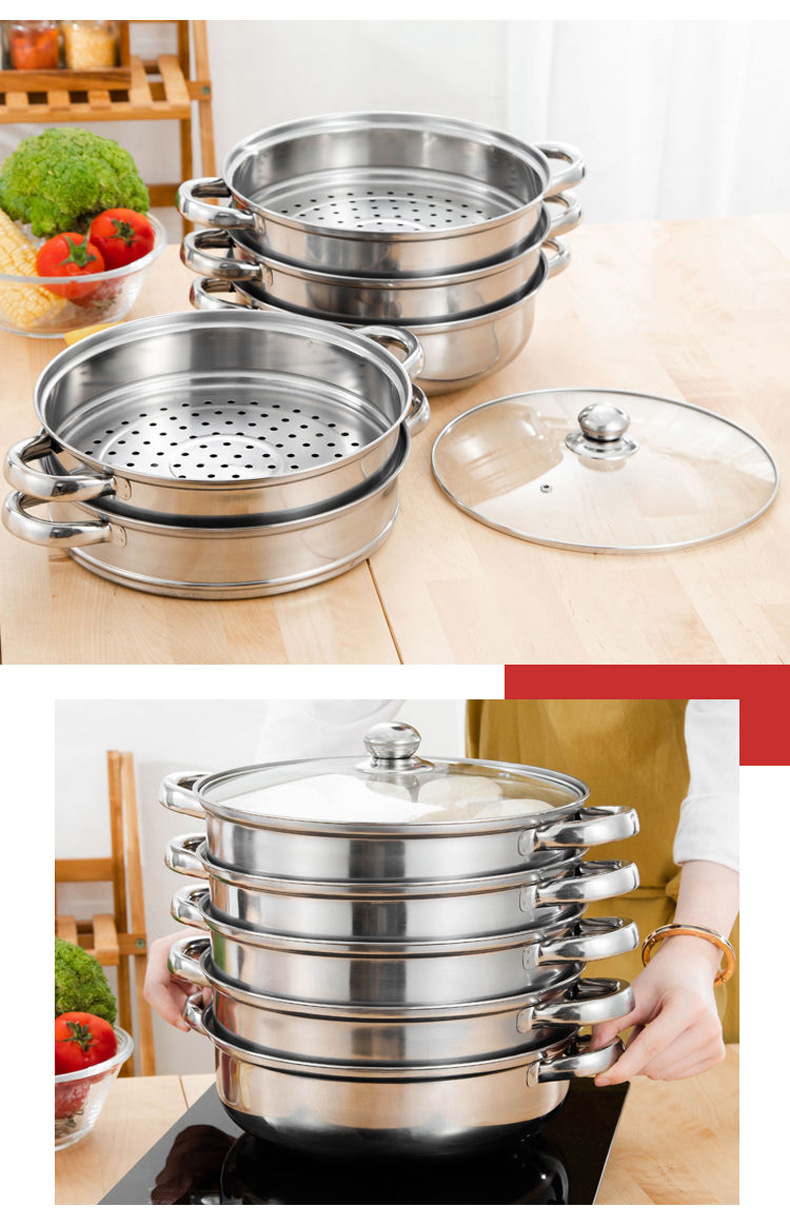 Thickened stainless steel soup steamer, cross-border double-layer and triple-layer steamer, multi-layer steaming soup pot, hot pot gift manufacturer wholesale pic 19
