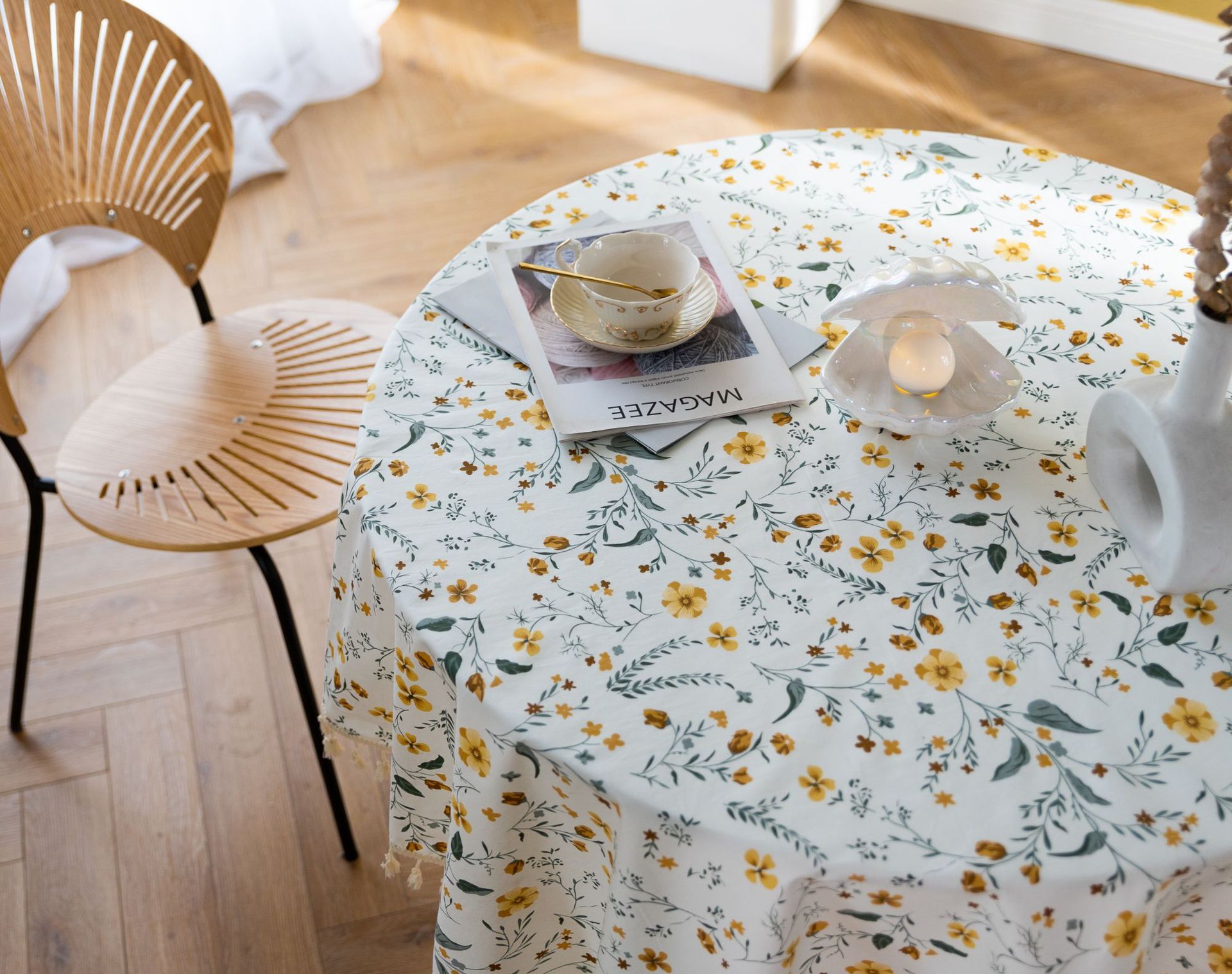 Pure cotton cross-border artistic Nordic Japanese tassel tablecloth, Japanese printed cover cloth, Korean floral rectangular tablecloth pic 18