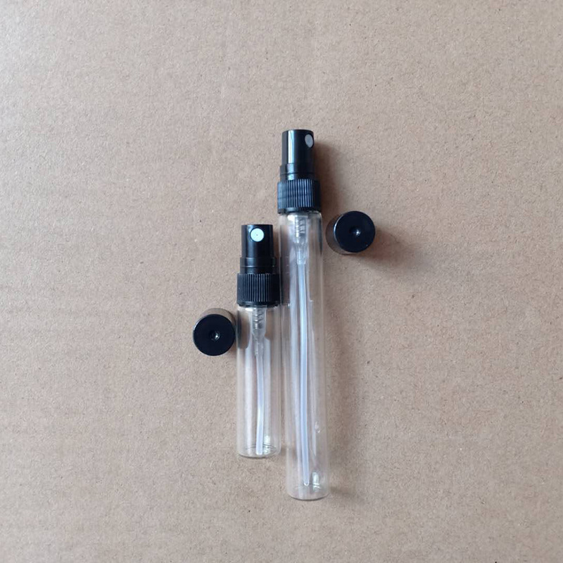 Available in stock: 2ml, 3ml, 5ml, 10ml black and white spray perfume samples, glass portioned spray empty bottles, pulled tube bottles pic 19