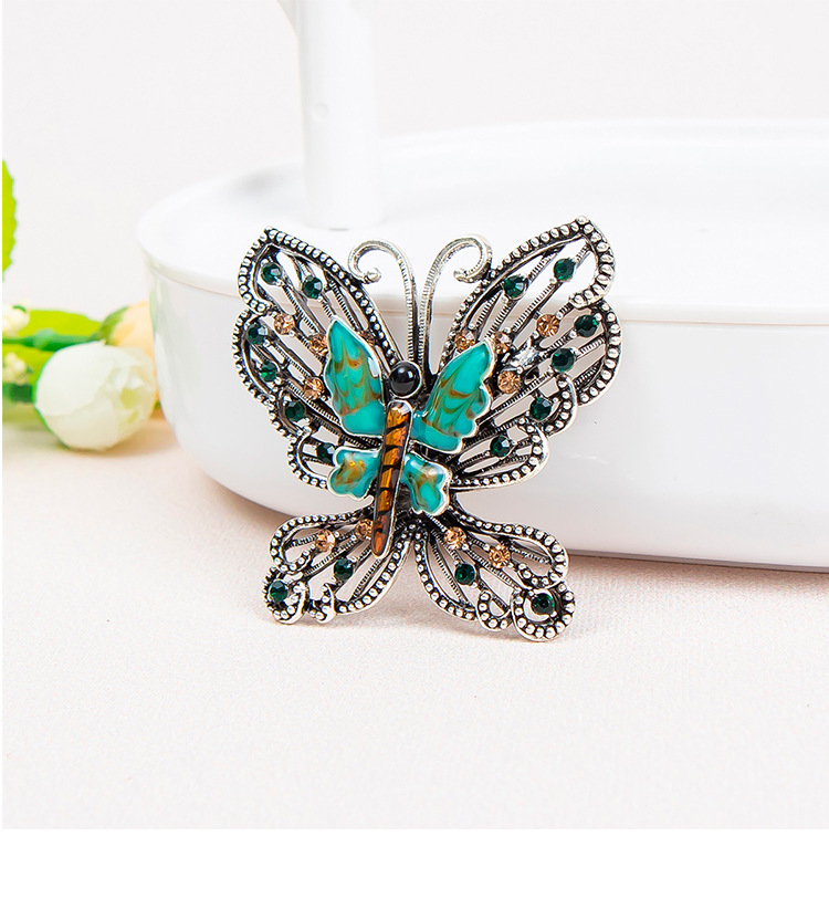 韩版新款蝴蝶胸针彩色镶钻画油昆虫动物胸花胸针女百搭西装别针详情5
