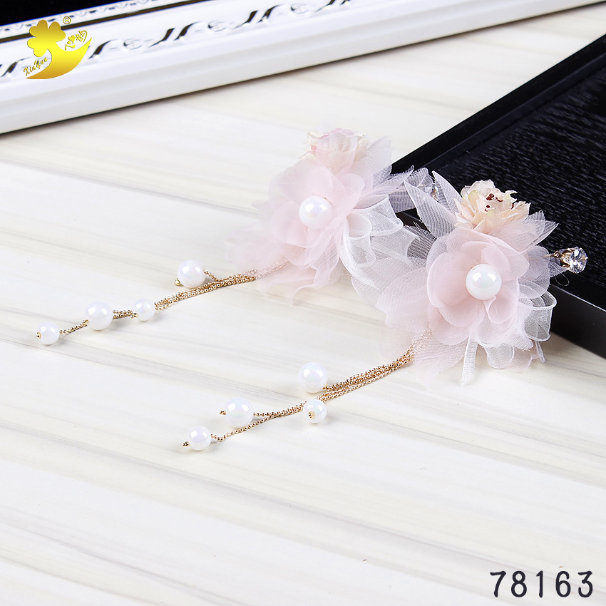Korean-style long tassel earrings, wedding dress accessories, festival banquet dress earrings, travel commemorative high-brightness pink earrings pic 16