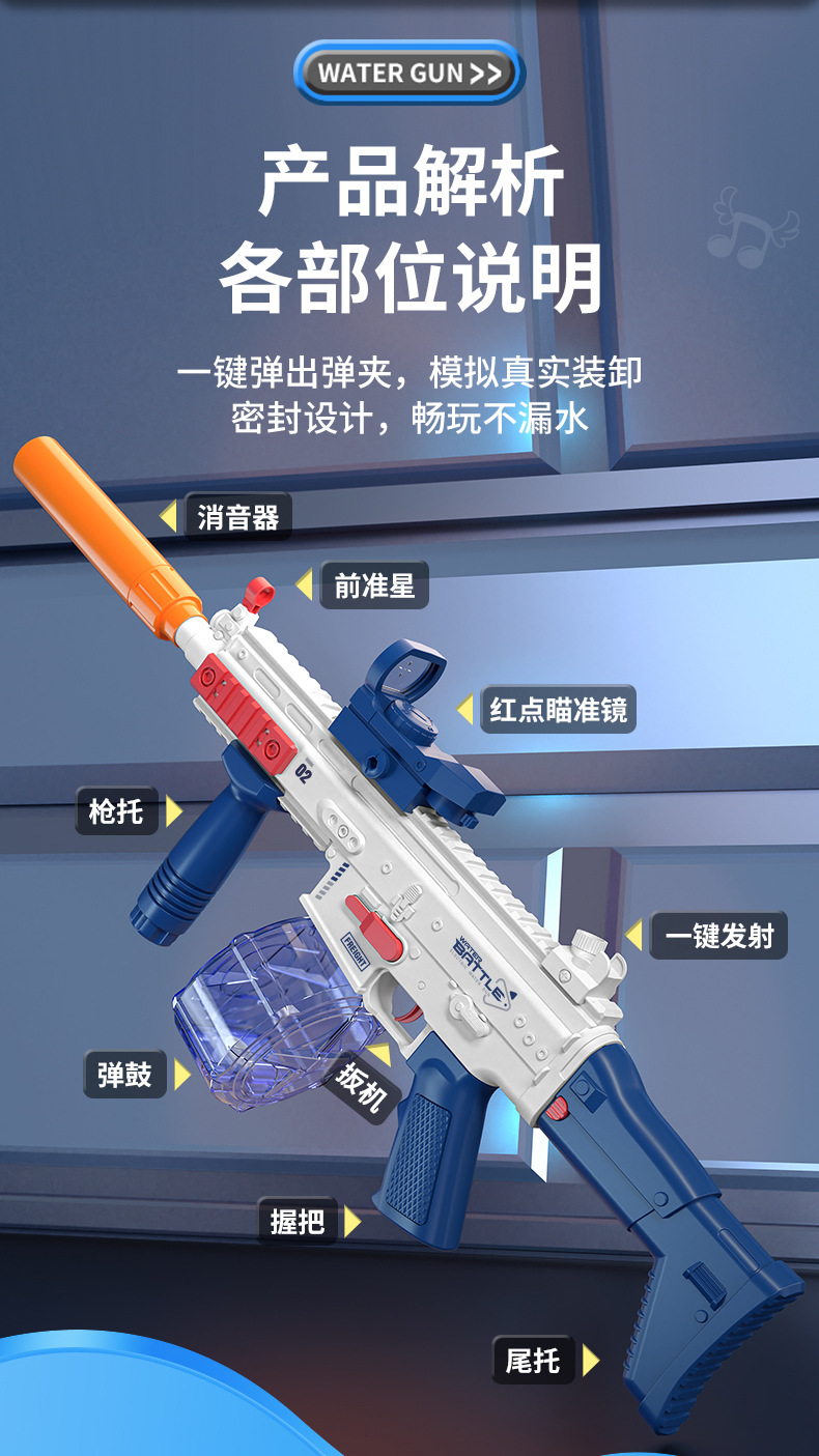 跨境新款SCAR黑科技连发电动水枪儿童夏季全自动喷水呲水枪玩具详情25