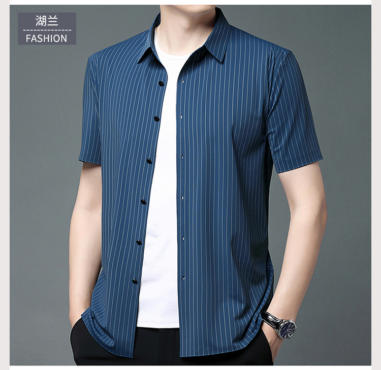 其力男装衬衫短袖男款2023夏季新款商务锦氨高弹力无痕寸衫t恤男详情25