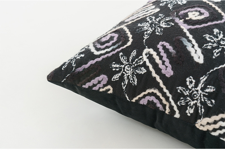 Cotton thread embroidery, geometric lines, flowers, exotic Moroccan throw pillows, cushions, backrests, pillowcases pic 10